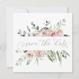 Dusty Rose Greenery Eucalyptus Save the Date Announcement