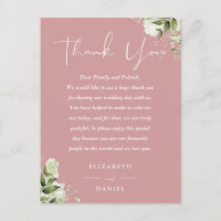 Dusty Rose Greenery Thank You Wedding Place Card