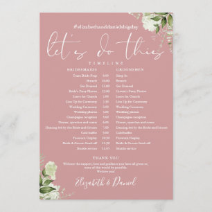 Dusty Rose Greenery Wedding Schedule Timeline Programme