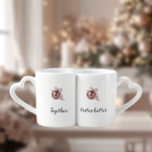 DUSTY ROSE HOLIDAY ORNAMENT HEART HANDLE MUG SET