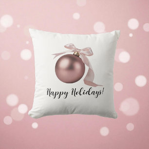 DUSTY ROSE HOLIDAY ORNAMENT THROW PILLOW