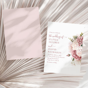 Dusty Rose Hydrangea Floral Wedding Invitation