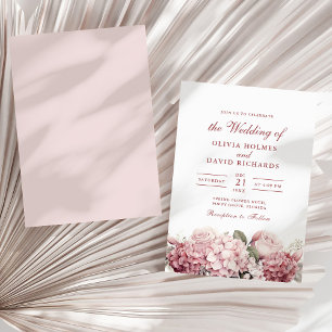 Dusty Rose Hydrangea Wedding Invitation Card