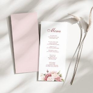 Dusty Rose Hydrangea Wedding Menu Card