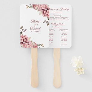 Dusty Rose Hydrangea Wedding Program Fan