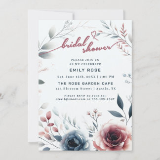 Dusty Rose & Ivory Bridal Shower Invite