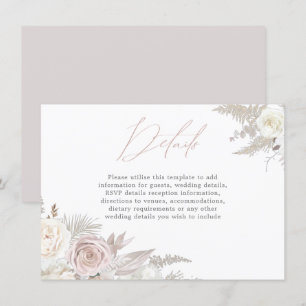 Dusty Rose & Ivory Elegant Wedding Details Enclosure Card
