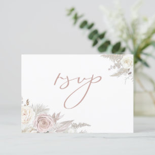 Dusty Rose & Ivory Elegant Wedding RSVP Card