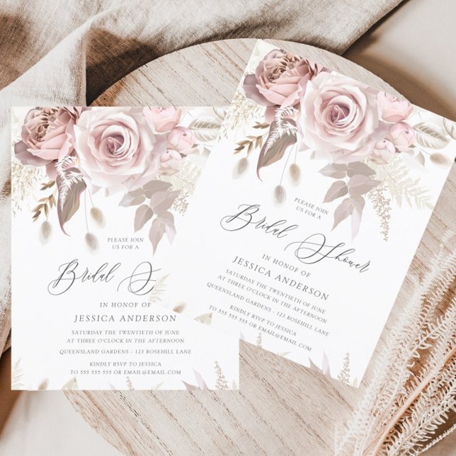 Dusty Rose Ivory Floral Budget Bridal Shower (Creator Uploaded)