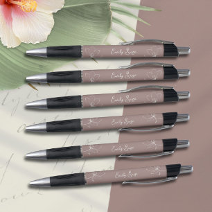 Dusty Rose Ivory Floral Line Art Minimalist Zen