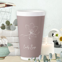 Dusty Rose Ivory Floral Line Art Minimalist Zen