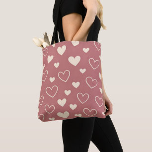 Dusty Rose Ivory Hearts  Tote Bag
