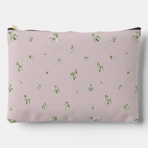 Dusty Rose Japanese Snowdrop Floral Pattern Accessory Pouch