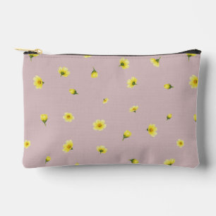 Dusty Rose Japanese Winter Cosmos Floral Pattern Accessory Pouch