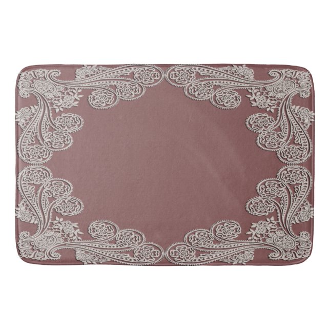 Dusty Rose Lace Bath Mat (Front)