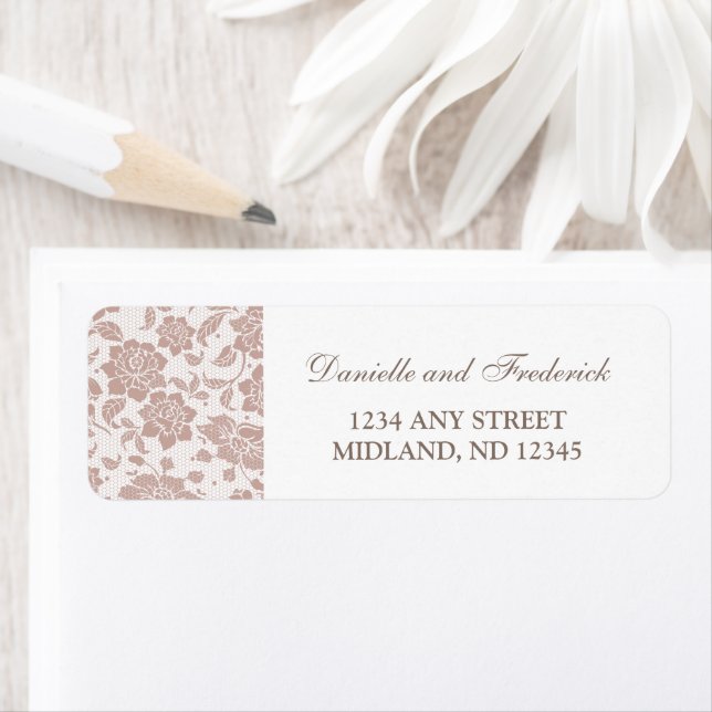Dusty rose lace wedding return address labels  (Insitu)
