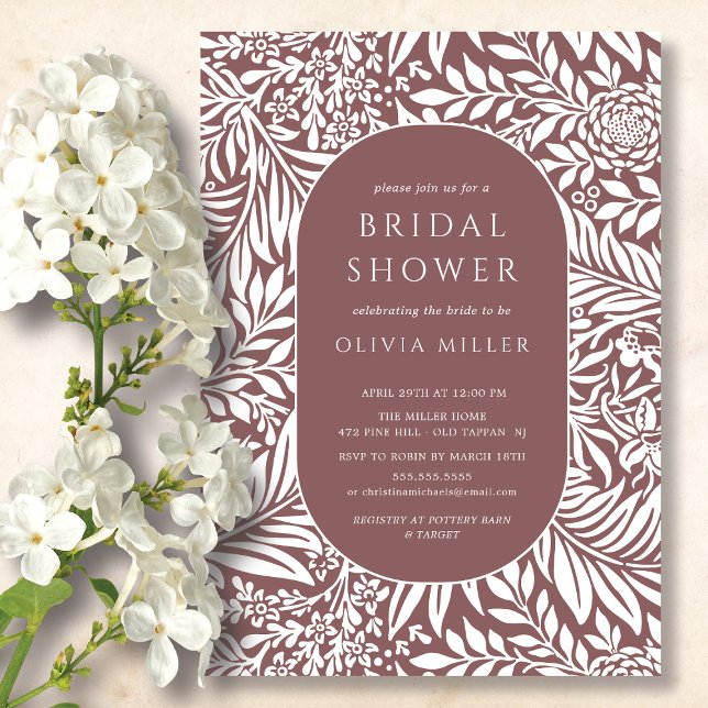 Dusty Rose Leaf Floral Bridal Shower Invitation (Creator Uploaded)