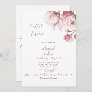 Dusty Rose Magnolia Blossoms Bridal Shower Invitation
