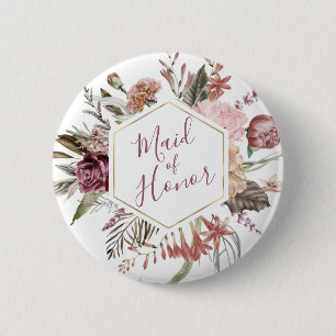 Dusty Rose Maid of Honor Button