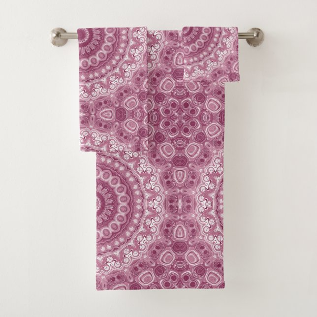 Dusty Rose Mandala Pattern Design Bath Towel Set (Insitu)