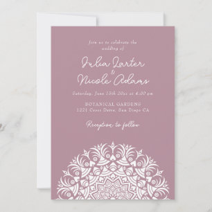Dusty Rose Mauve Abstract Mandala Wedding Invitation