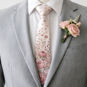 Dusty Rose & Mauve Floral Romantic Spring Wedding Tie