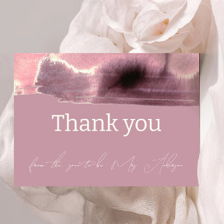 Dusty Rose Mauve Modern Minimalist Thank You Card