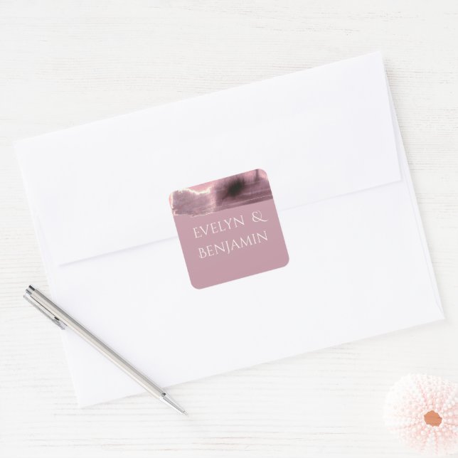 Dusty Rose Mauve Modern  Square Sticker (Envelope)