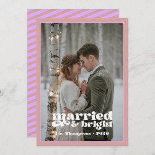 Dusty Rose & Mauve Newlyweds Christmas Holiday Card