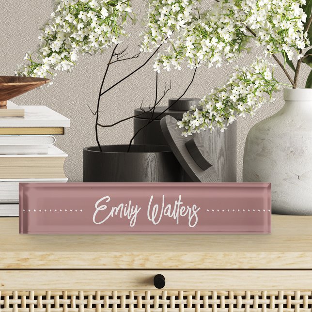 Dusty Rose Mauve Sketched Cursive Script Nameplate (Creator Uploaded)