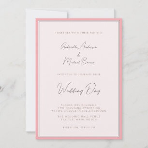 Dusty Rose Mauve Traditional Elegant Wedding Invitation