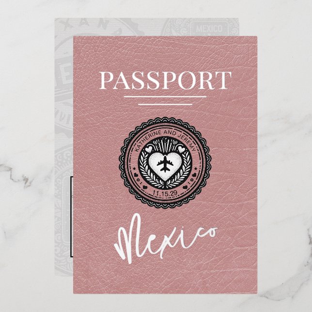 Dusty Rose Mexico Passport Wedding (Front/Back)