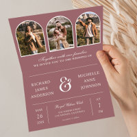 Dusty Rose Minimal Arch Photo QR code Wedding