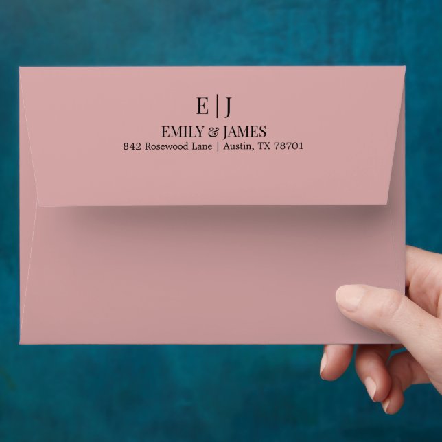Dusty Rose Minimal Chic Wedding Envelope (Hand)