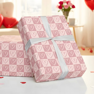Dusty Rose Minimal Hearts Valentine’s Wrapping Paper