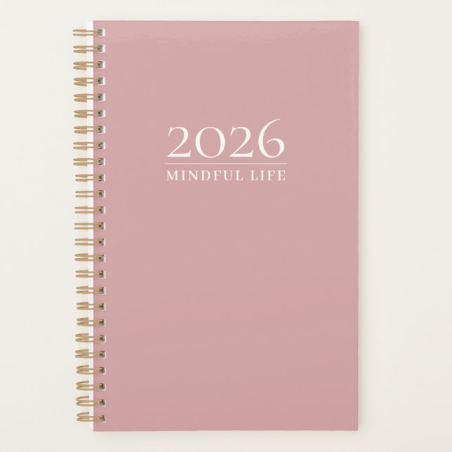 Dusty Rose Minimal Planner | Custom Year, Title &  (Front)