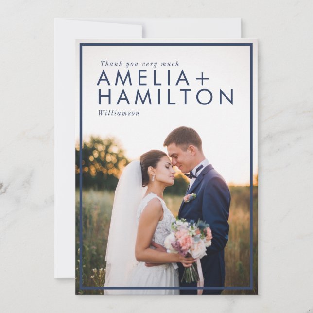 Dusty Rose & Minimal Thank You Wedding Photo (Front)