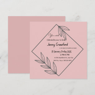 Dusty Rose Minimalist Bridal Shower Invite Diamo