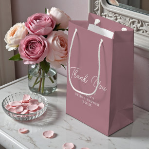 Dusty Rose Minimalist Bridal Shower Thank You Small Gift Bag