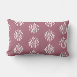 Dusty Rose Minimalist Palm Leaf Pattern Lumbar Cushion