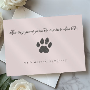 Dusty Rose Minimalist Paw Print Pet Loss Sympathy Card