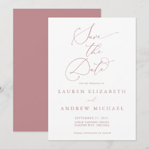 Dusty Rose Minimalist Save the Date Invitation