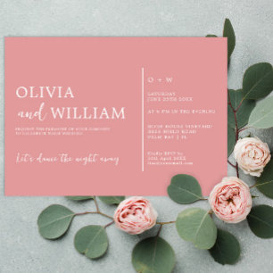 Dusty Rose Minimalist Script Wedding Invitation