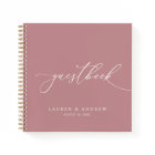 Dusty Rose Minimalist Wedding Guestbook Notebook