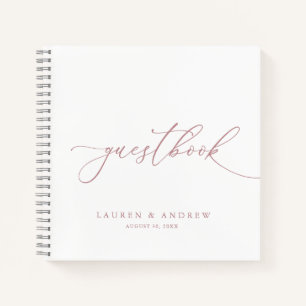 Dusty Rose Minimalist Wedding Guestbook Notebook
