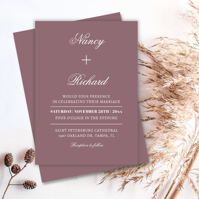 Dusty Rose Minimalist Wedding Invitation Template  (Creator Uploaded)