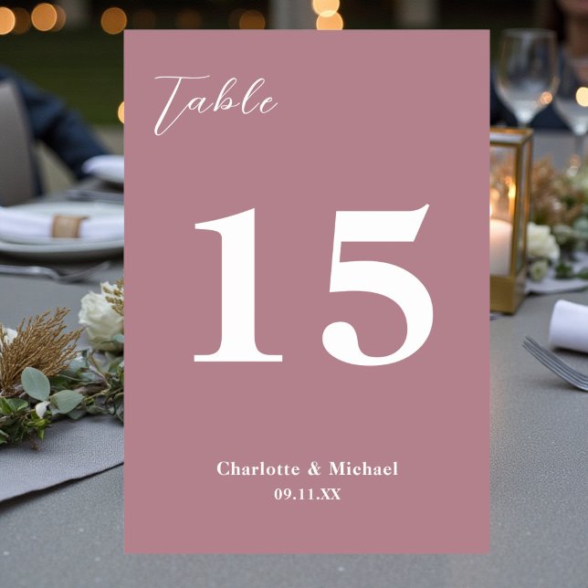 Dusty Rose Minimalist Wedding Table Number (Creator Uploaded)
