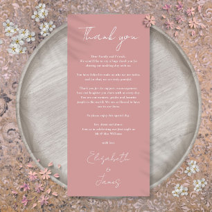 Dusty Rose Minimalist Wedding Thank You Place Card