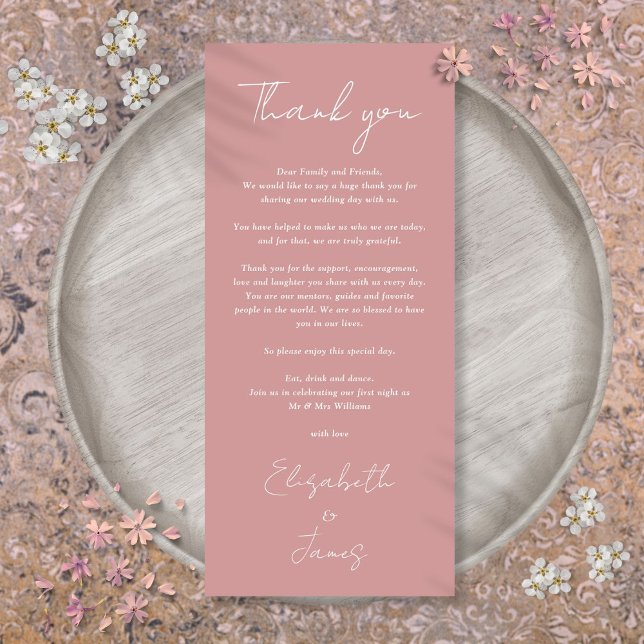 Dusty Rose Minimalist Wedding Thank You Place Card (Dusty Rose Minimalist Wedding Thank You Place Card
)