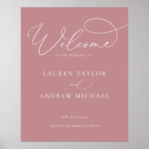 Dusty Rose Minimalist Welcome to Our Wedding Sign